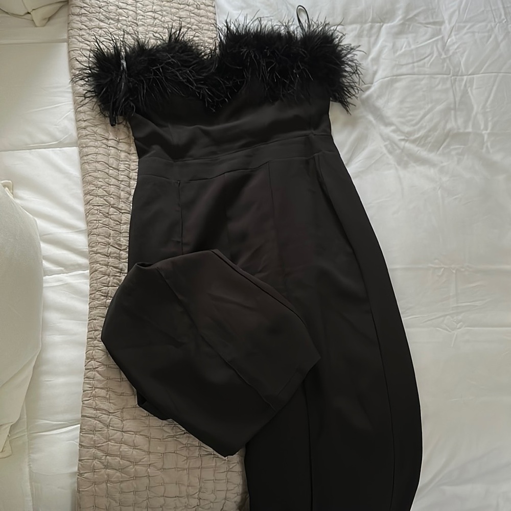 Club L jumpsuit feathers